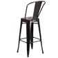 Commercial Grade 30" High Black-Antique Gold Metal Indoor-Outdoor Barstool With Removable Back By Flash Furniture | Bar Stools | Modishstore - 3