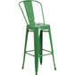 Commercial Grade 30" High Green Metal Indoor-Outdoor Barstool With Removable Back By Flash Furniture | Bar Stools | Modishstore - 1