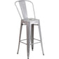 Commercial Grade 30" High Silver Metal Indoor-Outdoor Barstool With Removable Back By Flash Furniture | Bar Stools | Modishstore - 1