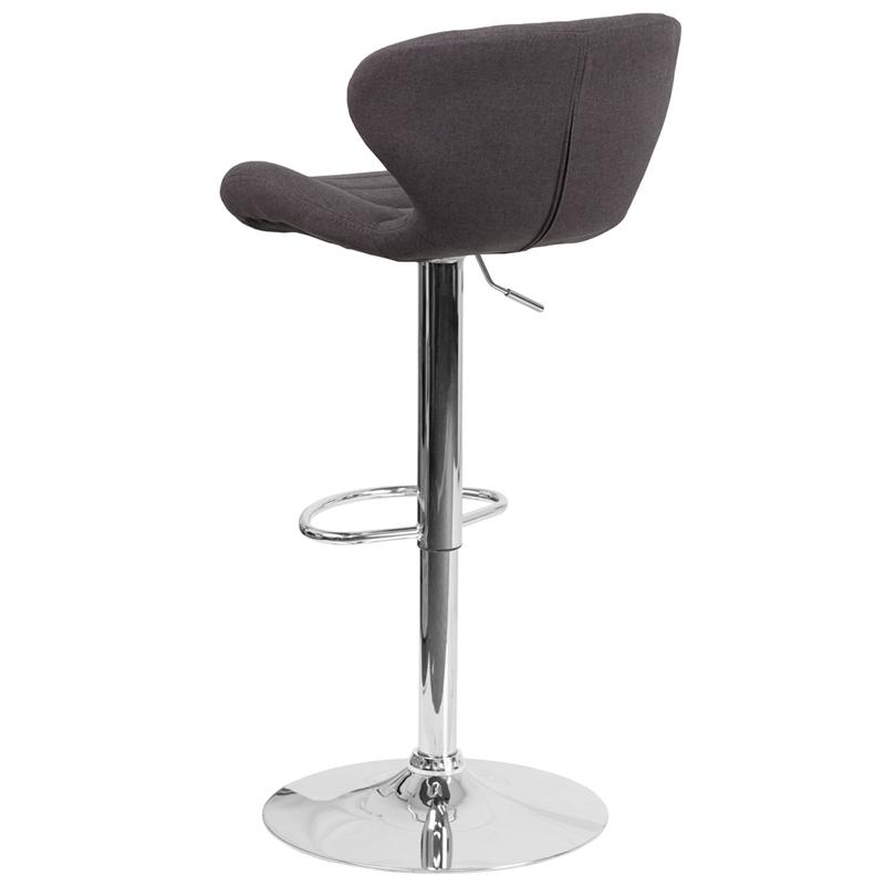 Contemporary Charcoal Fabric Adjustable Height Barstool With Curved Back And Chrome Base By Flash Furniture | Bar Stools | Modishstore - 3