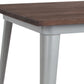 31.5" Square Silver Metal Indoor Table With Walnut Rustic Wood Top By Flash Furniture | Dining Tables | Modishstore - 3