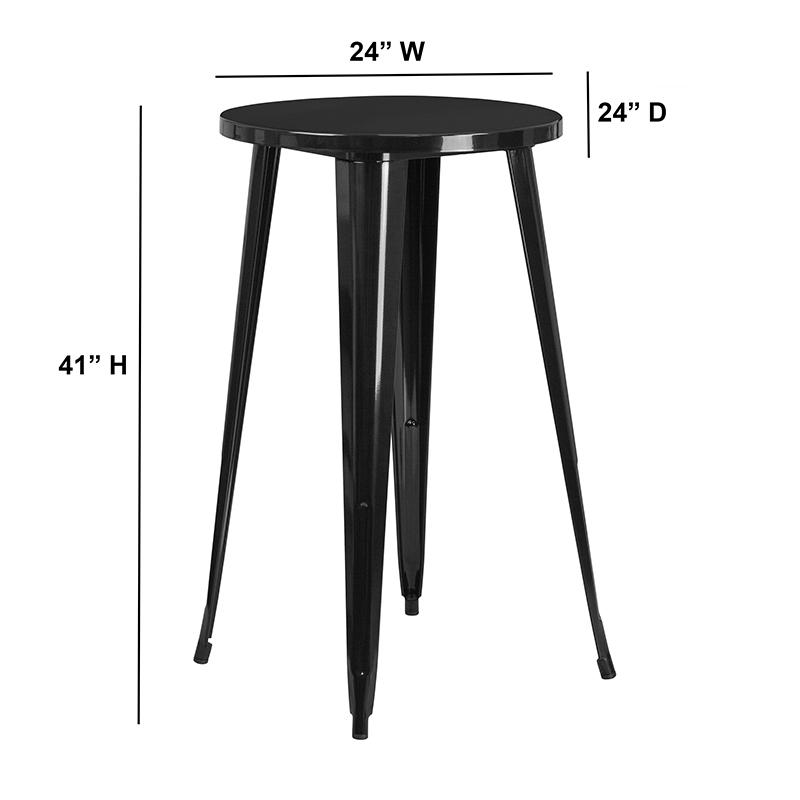 24'' Round Black Metal Indoor-Outdoor Bar Height Table By Flash Furniture | Outdoor Tables | Modishstore - 2