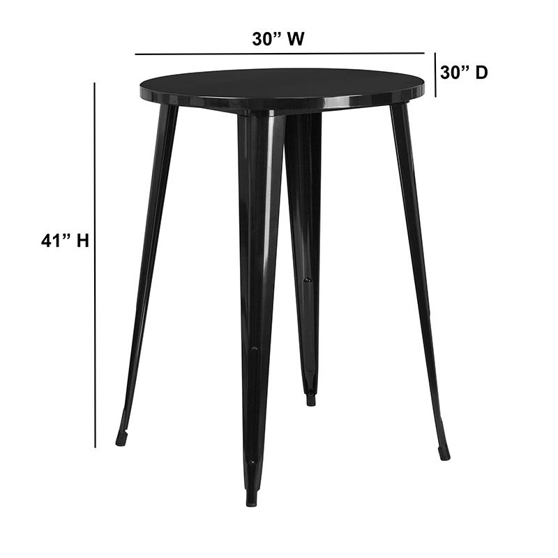 30'' Round Black Metal Indoor-Outdoor Bar Height Table By Flash Furniture | Outdoor Tables | Modishstore - 2