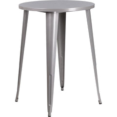 30'' Round Silver Metal Indoor-Outdoor Bar Height Table By Flash Furniture