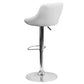 Contemporary White Vinyl Bucket Seat Adjustable Height Barstool With Diamond Pattern Back And Chrome Base By Flash Furniture | Bar Stools | Modishstore - 3