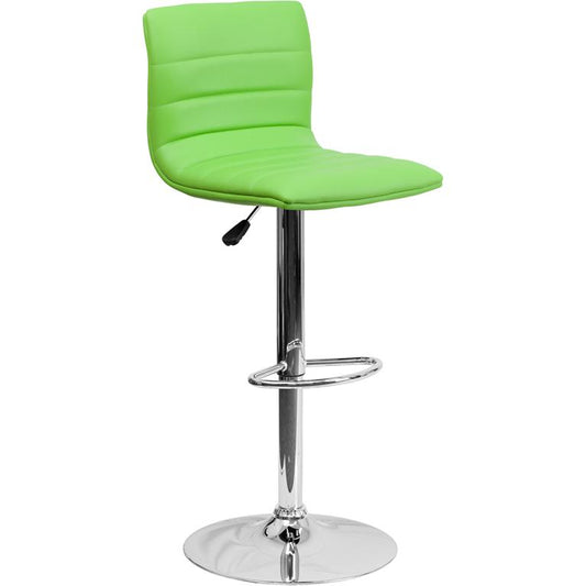 Modern Green Vinyl Adjustable Bar Stool With Back, Counter Height Swivel Stool With Chrome Pedestal Base By Flash Furniture | Bar Stools | Modishstore