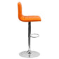 Modern Orange Vinyl Adjustable Bar Stool With Back, Counter Height Swivel Stool With Chrome Pedestal Base By Flash Furniture | Bar Stools | Modishstore - 2