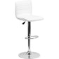 Modern White Vinyl Adjustable Bar Stool With Back, Counter Height Swivel Stool With Chrome Pedestal Base By Flash Furniture | Bar Stools | Modishstore