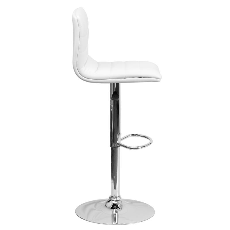 Modern White Vinyl Adjustable Bar Stool With Back, Counter Height Swivel Stool With Chrome Pedestal Base By Flash Furniture | Bar Stools | Modishstore - 2