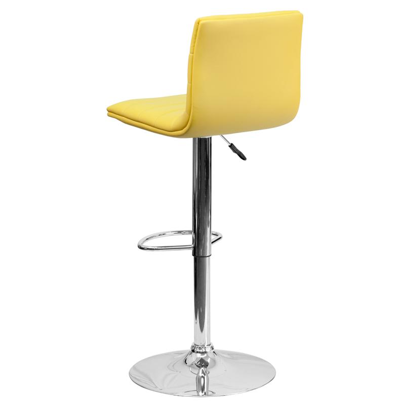 Modern Yellow Vinyl Adjustable Bar Stool With Back, Counter Height Swivel Stool With Chrome Pedestal Base By Flash Furniture | Bar Stools | Modishstore - 3