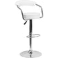 Contemporary White Vinyl Adjustable Height Barstool With Arms And Chrome Base By Flash Furniture | Bar Stools | Modishstore - 1
