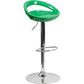 Contemporary Green Plastic Adjustable Height Barstool With Rounded Cutout Back And Chrome Base By Flash Furniture | Bar Stools | Modishstore