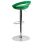Contemporary Green Plastic Adjustable Height Barstool With Rounded Cutout Back And Chrome Base By Flash Furniture | Bar Stools | Modishstore - 3