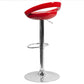 Contemporary Red Plastic Adjustable Height Barstool With Rounded Cutout Back And Chrome Base By Flash Furniture | Bar Stools | Modishstore - 3