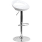 Contemporary White Plastic Adjustable Height Barstool With Rounded Cutout Back And Chrome Base By Flash Furniture | Bar Stools | Modishstore - 1