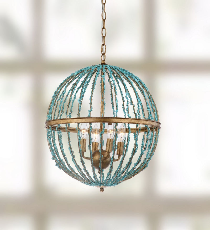 Safavieh Lalita Cage Chandelier - Blue | Chandeliers | Modishstore