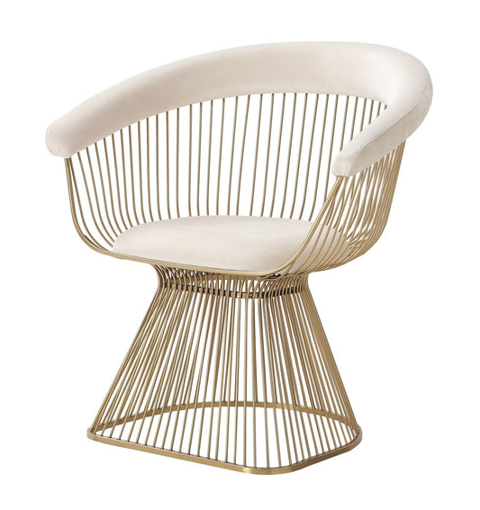 Modrest Chandler - Modern Beige Velvet & Gold Dining Chair | Modishstore | Dining Chairs