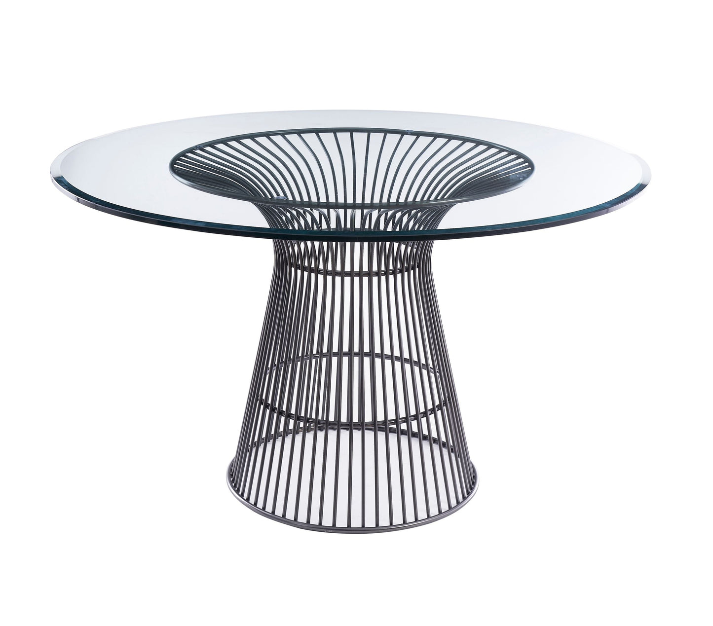 Modrest Chandler - Modern Round Glass & Black Stainless Steel Dining Table-2