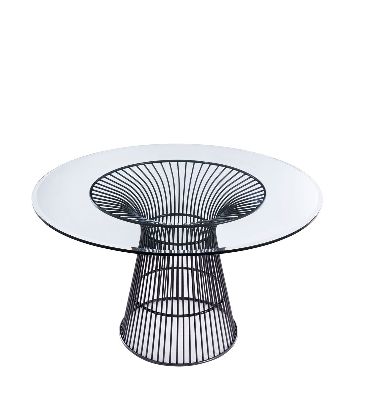 Modrest Chandler - Modern Round Glass & Black Stainless Steel Dining Table-3