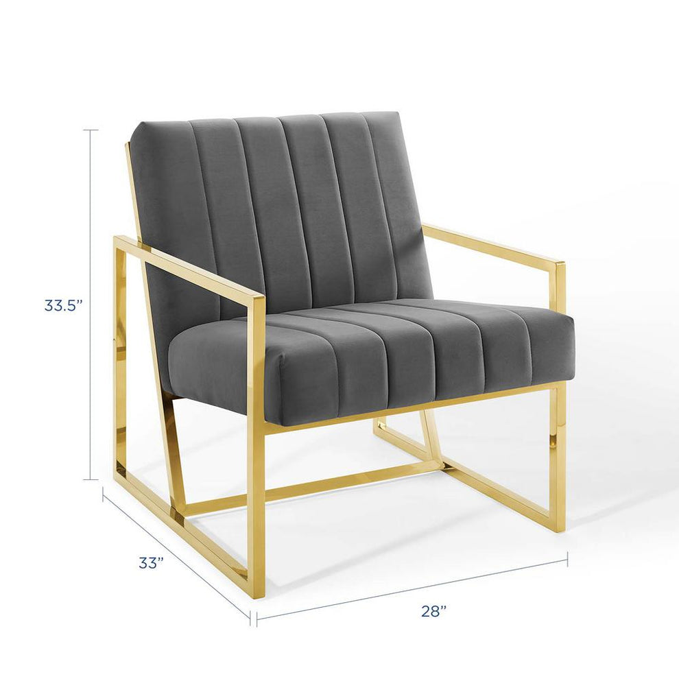 Modway Inspire Channel Tufted Performance Velvet Armchair - EEI-3914 | Armchairs | Modishstore - 3