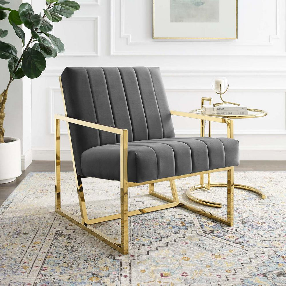 Modway Inspire Channel Tufted Performance Velvet Armchair - EEI-3914 | Armchairs | Modishstore - 1