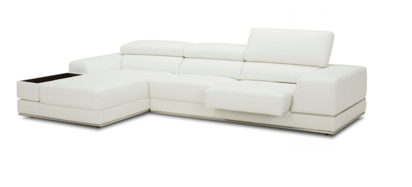 Divani Casa Chrysanthemum Mini - Modern White Leather Sectional Sofa | Modishstore | Sofas