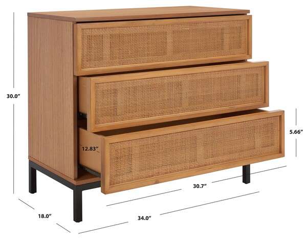 Safavieh Zadie 3 Drawer Rattan Chest - Natural With Natural Rattan | Drawers | Modishstore - 3