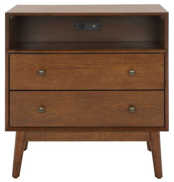 Safavieh Scully 2 Drawer 1 Shelf Chest W/ Usb - Medium Oak | Drawers | Modishstore - 2