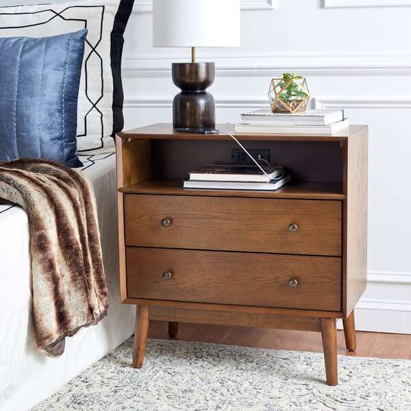 Safavieh Scully 2 Drawer 1 Shelf Chest W/ Usb - Medium Oak | Drawers | Modishstore