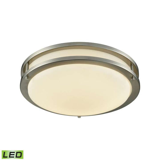 Clarion 11-inch LED Flush Mount in Brushed Nickel with a White Glass Diffuser | Ceiling Lamps | Modishstore