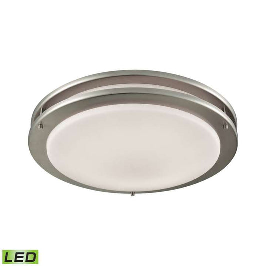 Clarion 15-inch LED Flush Mount in Brushed Nickel with a White Glass Diffuser | Ceiling Lamps | Modishstore