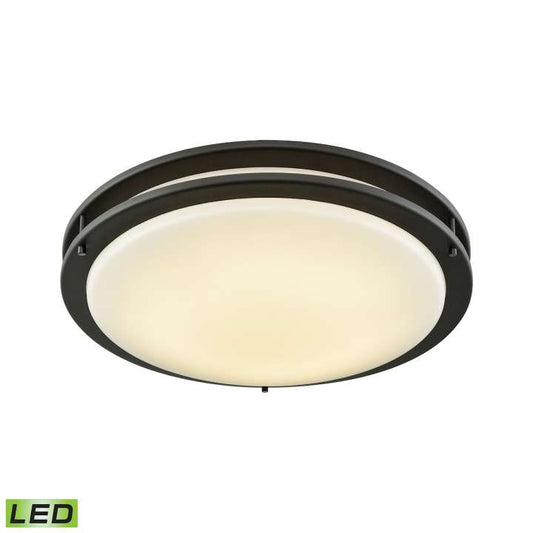 Clarion 18-inch LED Flush Mount in Oil Rubbed Bronze with a White Glass Diffuser | Ceiling Lamps | Modishstore