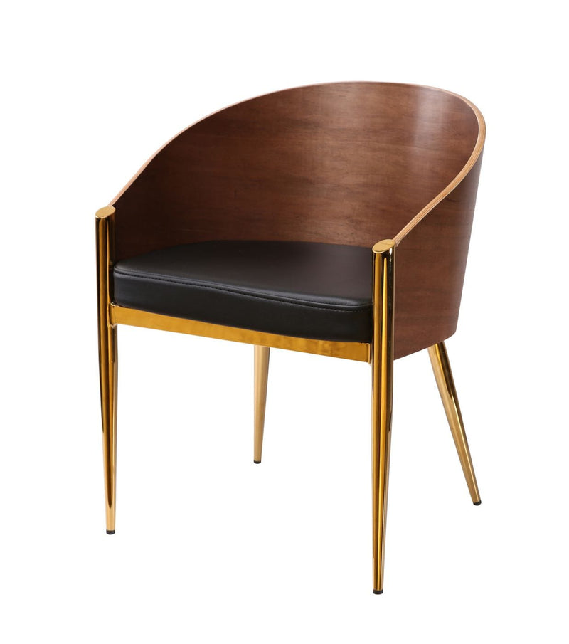 Modrest Claret - Modern Walnut & Black Leatherette Accent Chair | Lounge Chairs | Modishstore