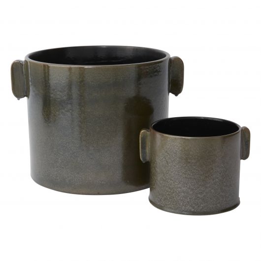 Clark Ceramic Black Pot Set Of 4 By Accent Decor | Planters, Troughs & Cachepots | Modishstore - 4