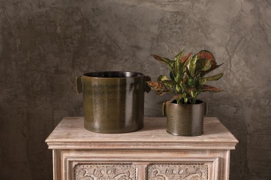 Clark Ceramic Black Pot Set Of 4 By Accent Decor | Planters, Troughs & Cachepots | Modishstore - 3