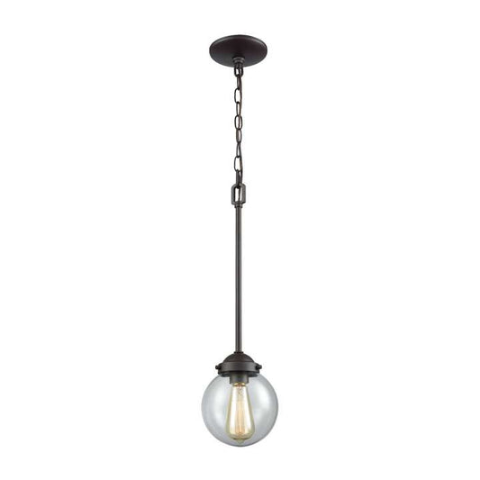 Beckett 1-Light Pendant in Oil Rubbed Bronze with Clear Glass | Pendant Lamps | Modishstore