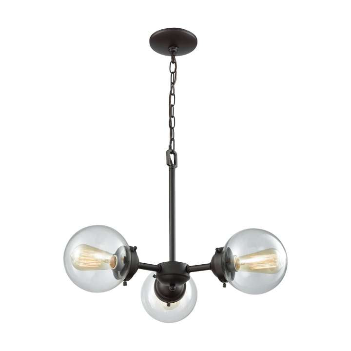 Beckett 3-Light Chandelier in in Oil Rubbed Bronze with Clear Glass | Chandeliers | Modishstore