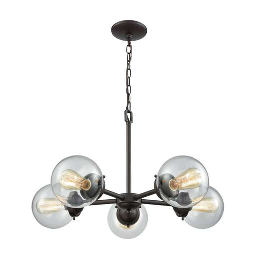 Beckett 5-Light Chandelier in Oil Rubbed Bronze with Clear Glass | Chandeliers | Modishstore