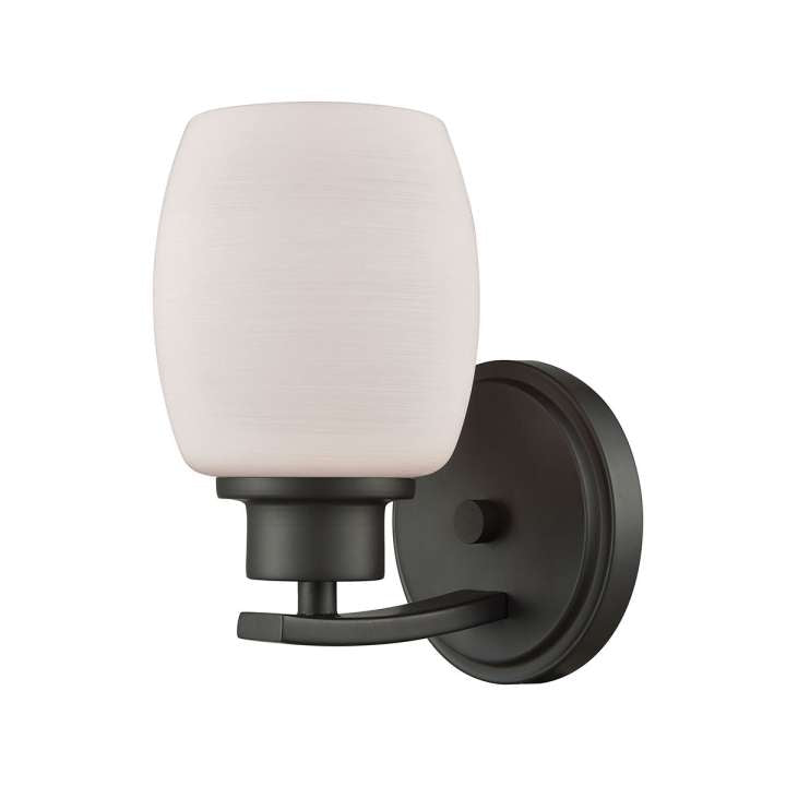 Casual Mission 1-Light for the Bath in Oil Rubbed Bronze with White Lined Glass | Vanity Light | Modishstore