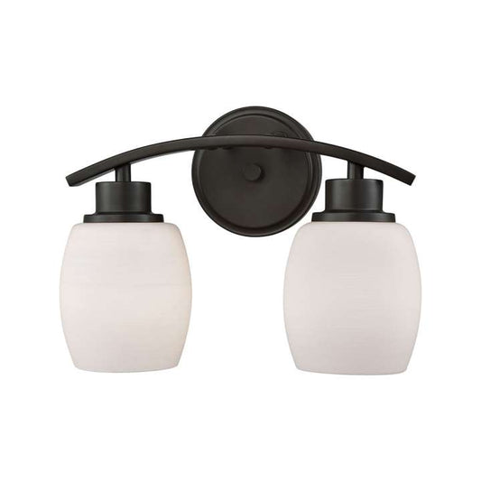 Casual Mission 2-Light for the Bath in Oil Rubbed Bronze with White Lined Glass | Vanity Light | Modishstore