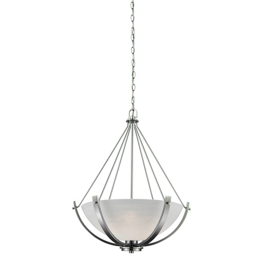 Casual Mission 3-Light Chandelier In In Brushed Nickel With White Lined Glass  ELK | Chandeliers | Modishstore | CN170342