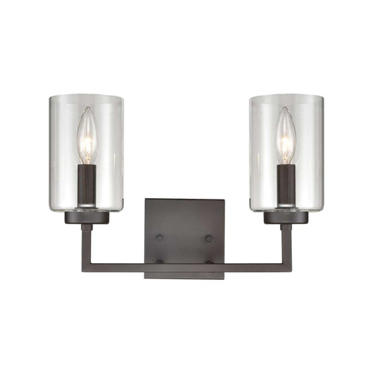 West End 2-Light Bath Light in Oil Rubbed Bronze with Clear Glass | Vanity Light | Modishstore