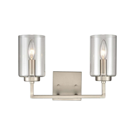 West End 2-Light Bath Light in Brushed Nickel with Clear Glass | Vanity Light | Modishstore