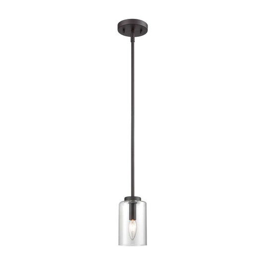 West End 1-Light Mini Pendant in Oil Rubbed Bronze with Clear Glass | Pendant Lamps | Modishstore