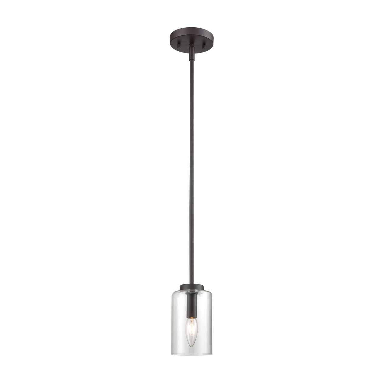 West End 1-Light Mini Pendant in Oil Rubbed Bronze with Clear Glass | Pendant Lamps | Modishstore