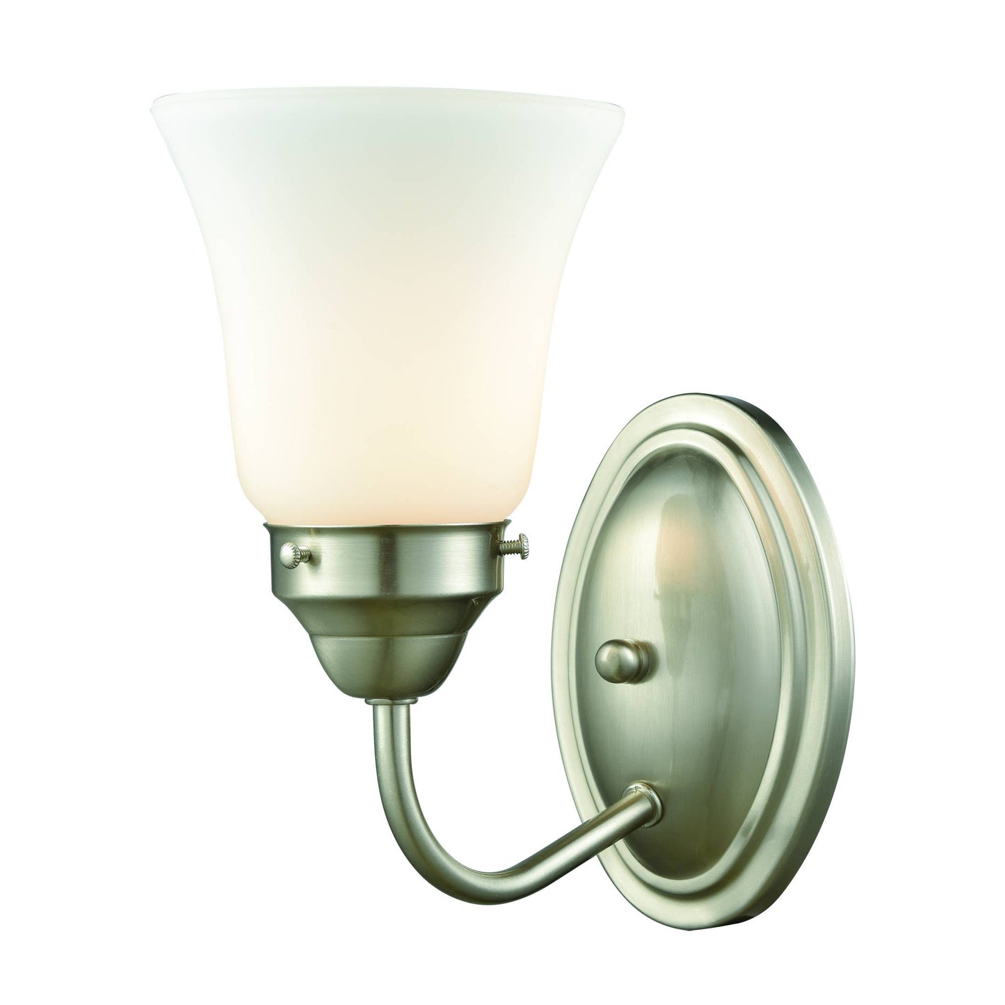 Califon 1-Light For The Bath In Brushed Nickel With White Glass  ELK | Vanity Light | Modishstore | CN570172