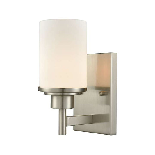 Belmar 1-Light for the Bath in Brushed Nickel with Opal White Glass | Vanity Light | Modishstore