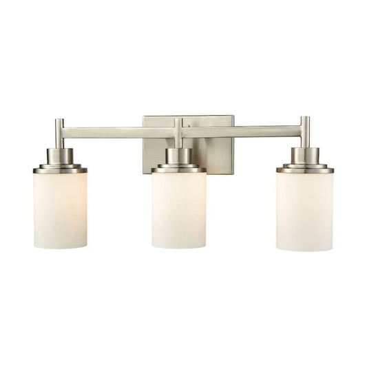 Belmar 3-Light for the Bath in Brushed Nickel with Opal White Glass | Vanity Light | Modishstore