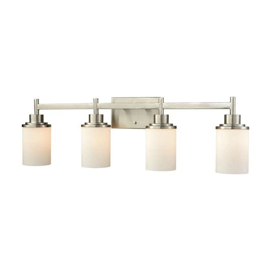 Belmar 4-Light for the Bath in Brushed Nickel with Opal White Glass | Vanity Light | Modishstore