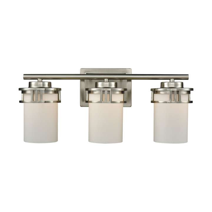 Ravendale 3-Light for the Bath in Brushed Nickel with Opal White Glass | Vanity Light | Modishstore